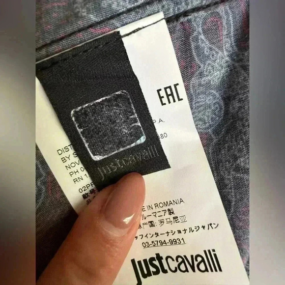 JUST CAVALLI Overprinted Tiger long sleeve button up shirt size 50 - Picture 6 of 11